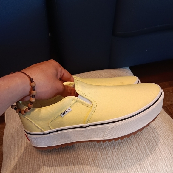 VANS Asher Platform/Stackform Slip-On Shoes Light Green Size 9.5 New No Box - Picture 3 of 6